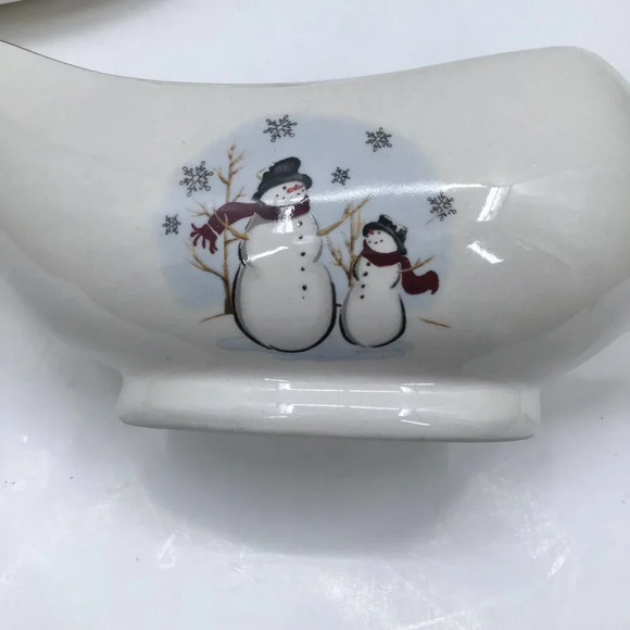Royal Seasons Christmas Snowmen Gravy Boat Underplate Relish and Serving Platter - Picture 8 of 15